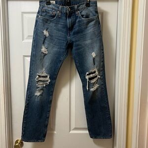 Levi's Men's Distressed Dark Blue Straight Jeans